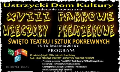 XVIII Parrowe Wieczory Premierowe - zaproszenie do Ustrzyk Dolnych